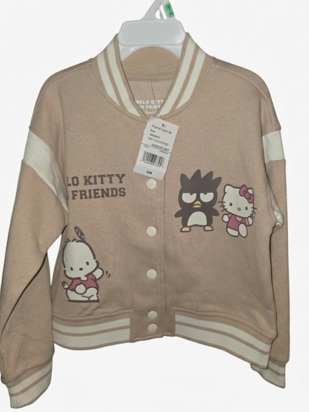 Hello Kitty Beige Cartoon Friends Varsity Sweater